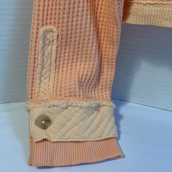 fp movement orange thermal long sleeve cropped waffle knit top. Free people. S - Picture 8 of 13